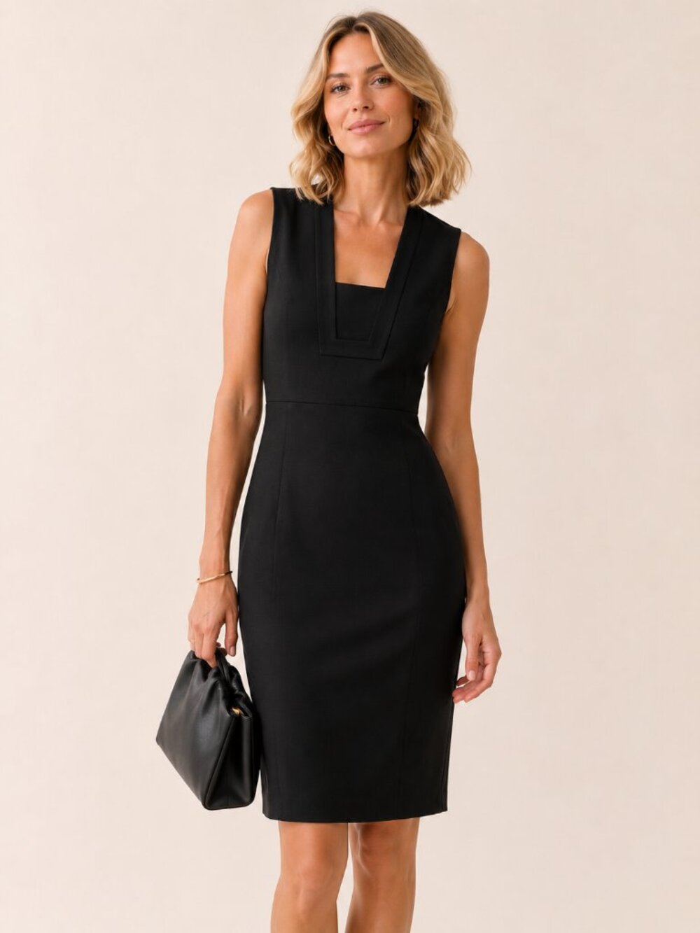 AYR Black Sleeveless Sheath Dress Layered V-Neck Viscose Blend Size‎ 2